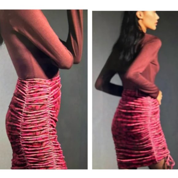 Anthropologie Ruched Velvet Skirt - Picture 3 of 8